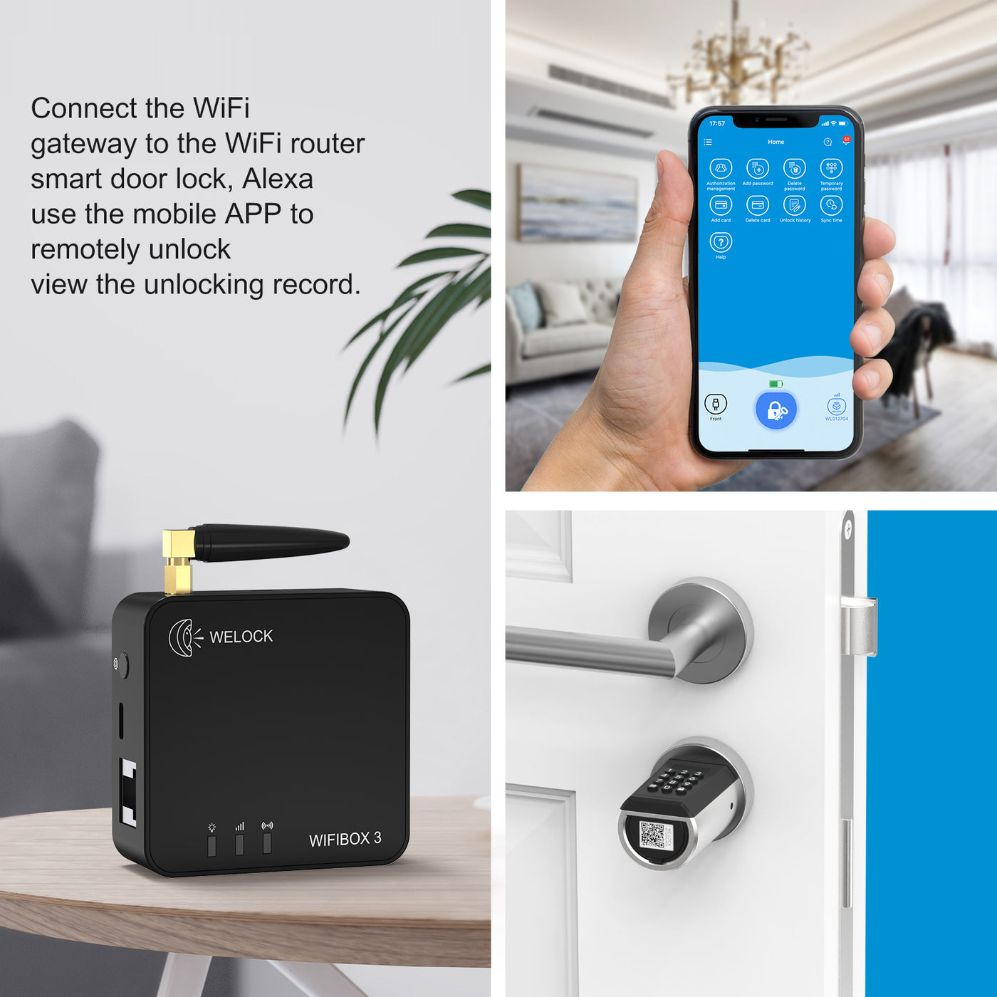 Welock Smart lock wifibox for Home Remote Unlocking and Connection with Alexa Wifi Gateway