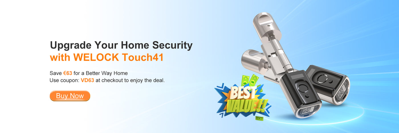 WELOCK U41PRO Fingerabdruck Türschloss - Smart Lock Mit App, Code & RFID Für Haustüren 50-100mm