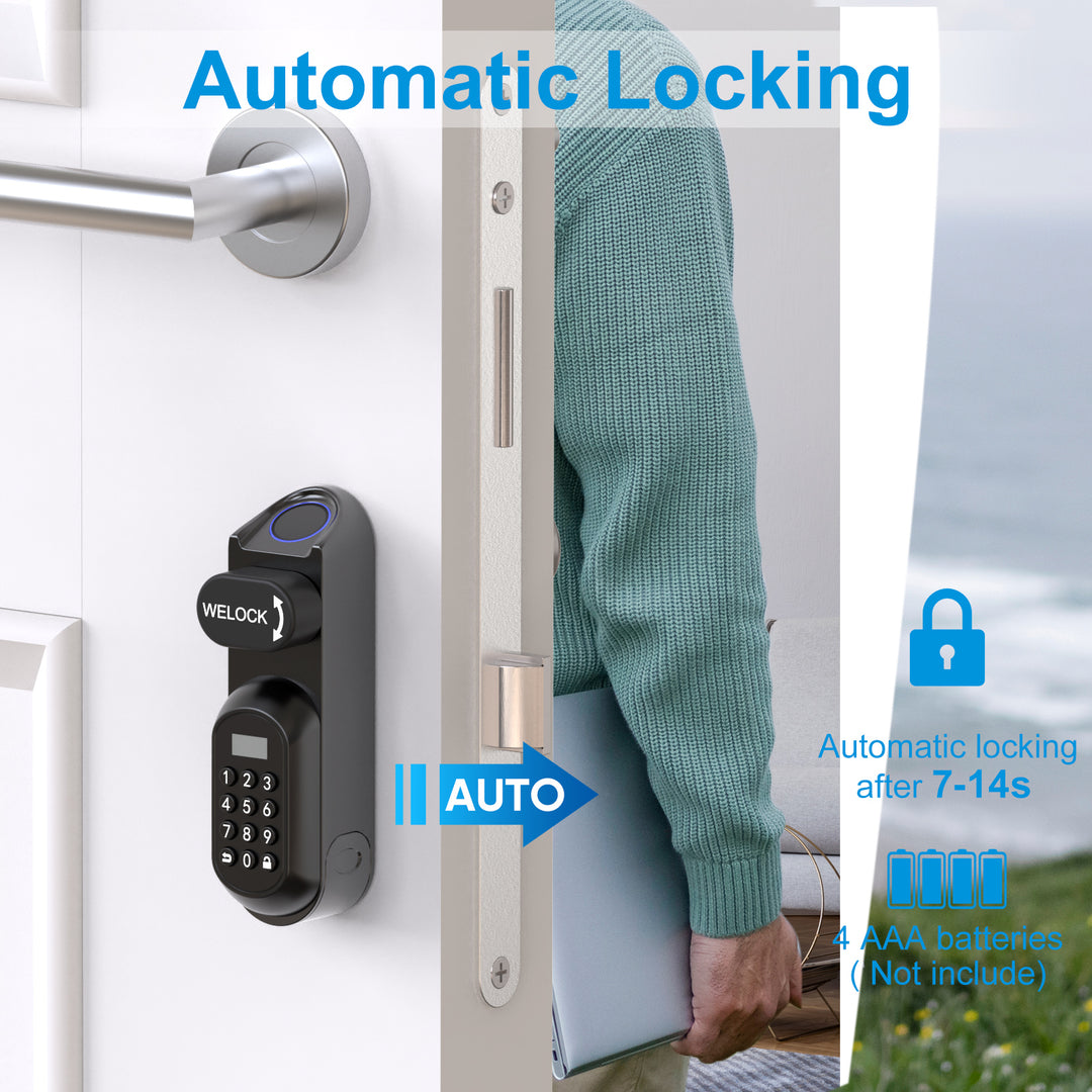 WELOCK U81 Serratura Smart Con Impronta Digitale, Codice, RFID E WiFi – IP65, Per Porte 60-115mm