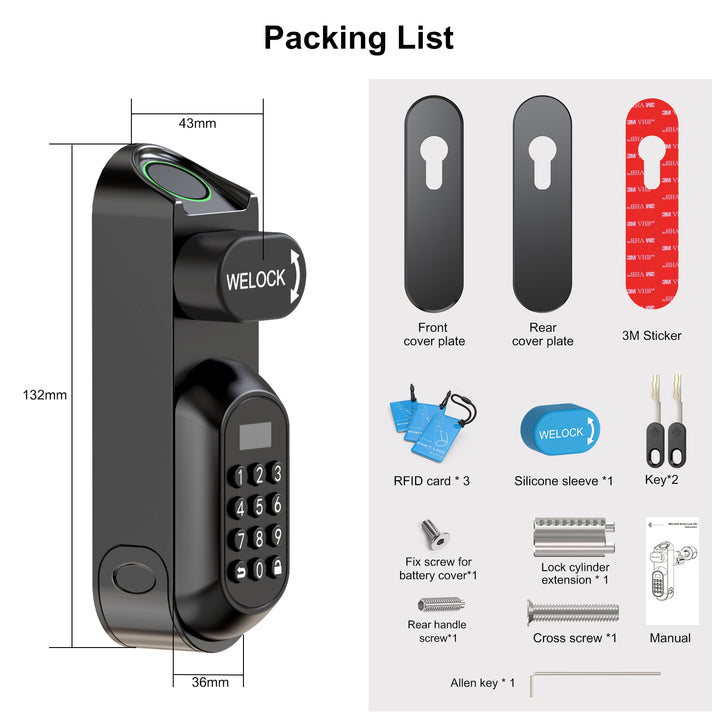 WELOCK U81 Electronic Door Lock Cylinder | Fingerprint, PIN & Key