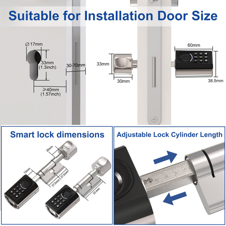 WELOCK ToucA51 Smart Lock | Fingerprint & Keypad Cylinder for Euro