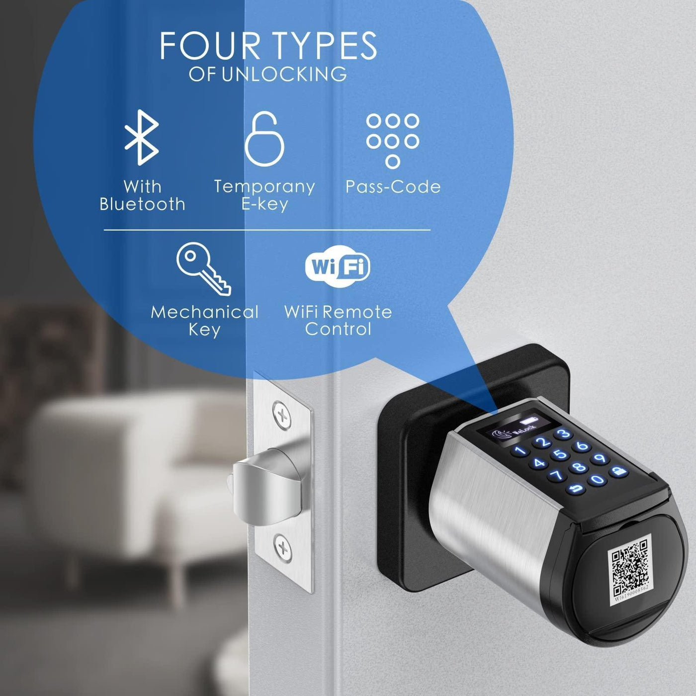 Welock WiFi Smart Lock Door Handle with Keypad for Front Door Home Hotel Apartment Office PCB33 - WELOCK